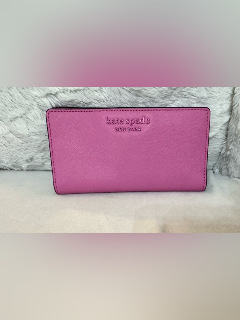 Kate Spade Cameron Monotone Large Slim Bifold Wallet Bright Peony